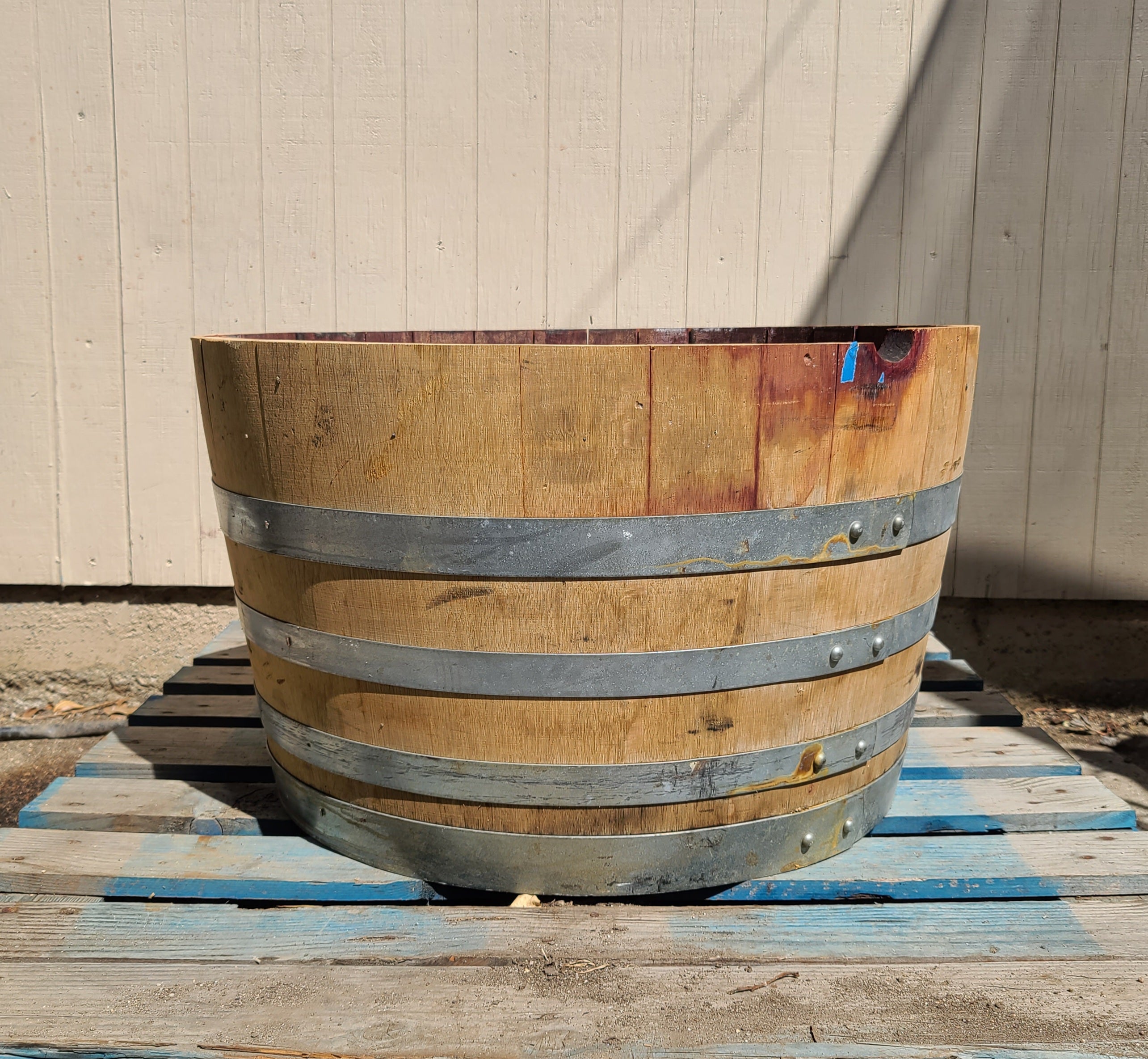 wine barrel plant pots Wine Barrel Planter